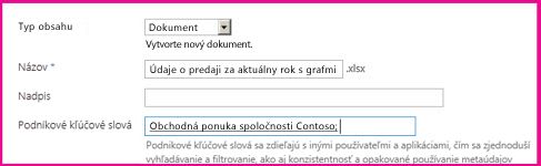 Používatelia môžu pridávať kľúčové slová v dialógovom okne vlastností dokumentu