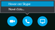 Výber položky Hovor na pripojenie cez Hovor cez Skype alebo na pripojenie pomocou hovoru zo schôdze