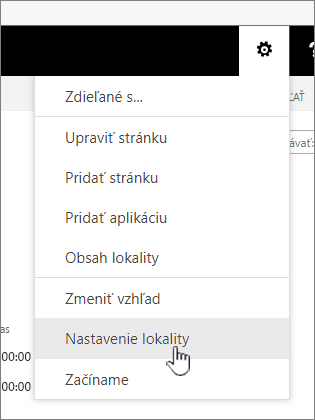 Možnosť Nastavenie lokality v časti tlačidlo Nastavenia