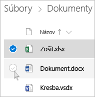 Snímka obrazovky s výberom súboru vo OneDrive v zobrazení zoznamu