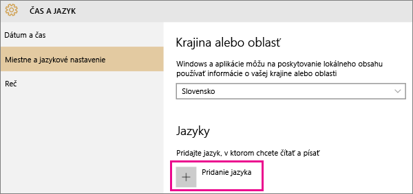 Pridanie jazyka vo Windowse 10