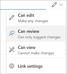 Quick permissions in OneDrive Share dialog box