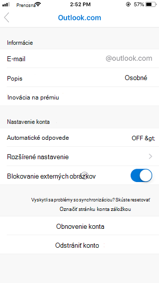 Blokovanie externých obrázkov v Outlooku Mobile