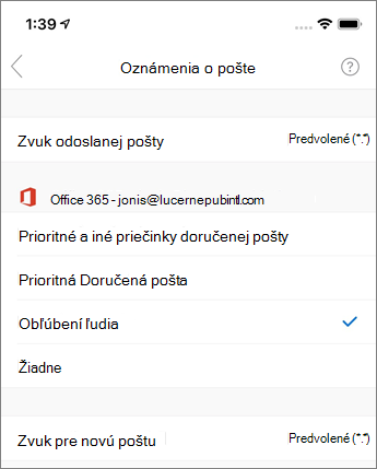 Zapnutie alebo vypnutie oznámení v Outlooku Mobile