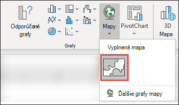 Ak chcete vložiť mapový graf, vyberte ľubovoľnú bunku v rozsahu údajov a potom prejdite na položky Vložiť > Grafy > Mapy > vyberte ikonu Vyplnená mapa.
