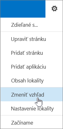 Ponuka Nastavenia so zvýraznenou položkou Zmeniť vzhľad