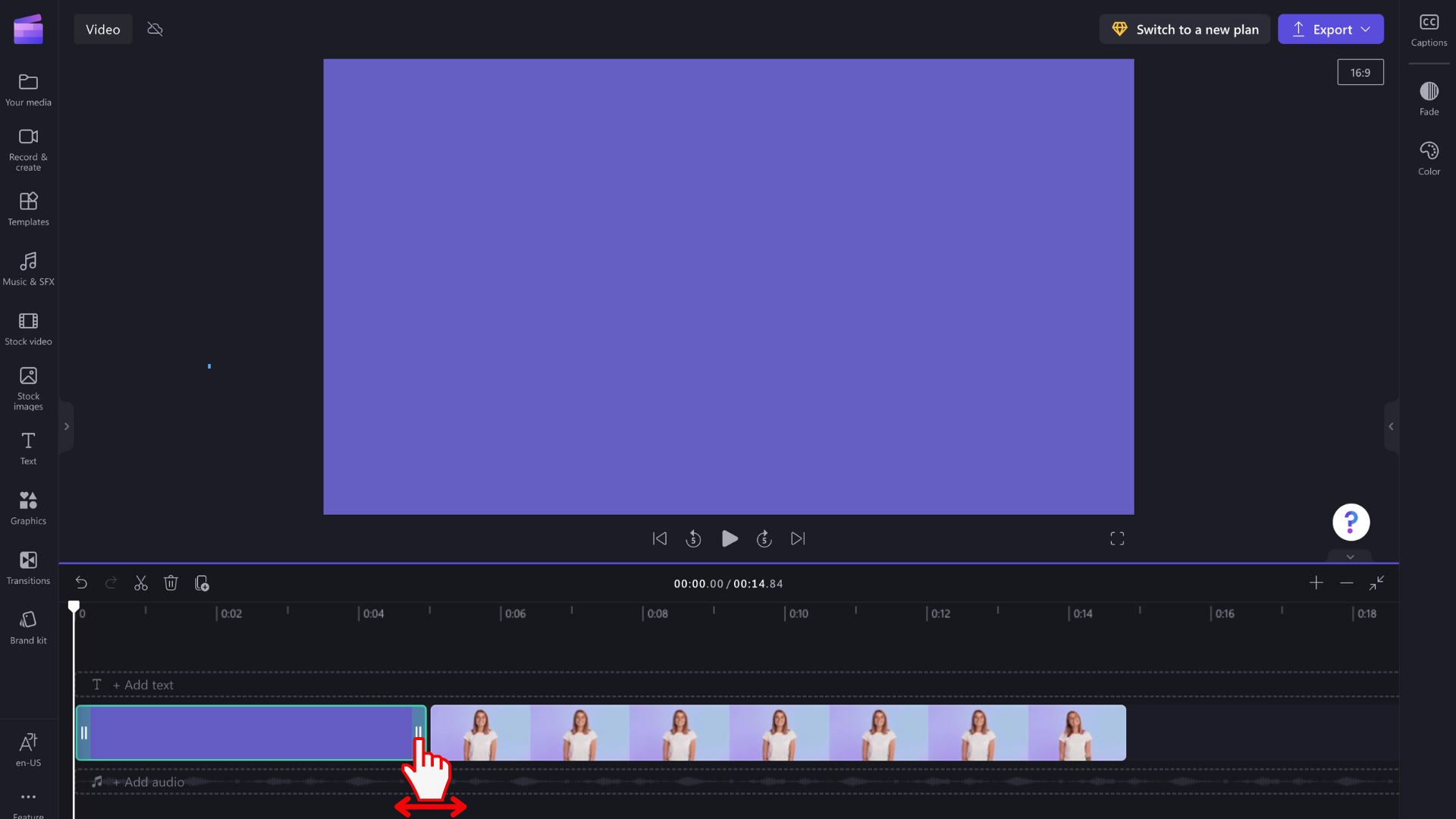 Obrázok úpravy obyčajného pozadia s burzovým videom v programe Clipchamp