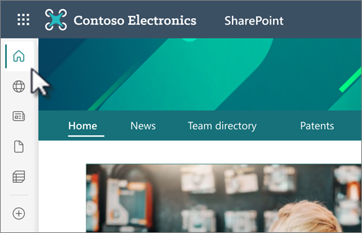 Snímka obrazovky s panelom aplikácie SharePoint