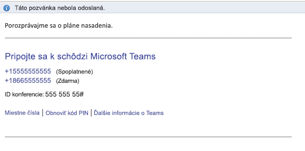 Prepojenie Pripojte sa k schôdzi Microsoft Teams v tele udalosti