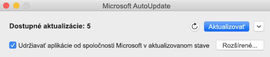 Okno služby Microsoft AutoUpdate, keď sú aktualizácie k dispozícii.