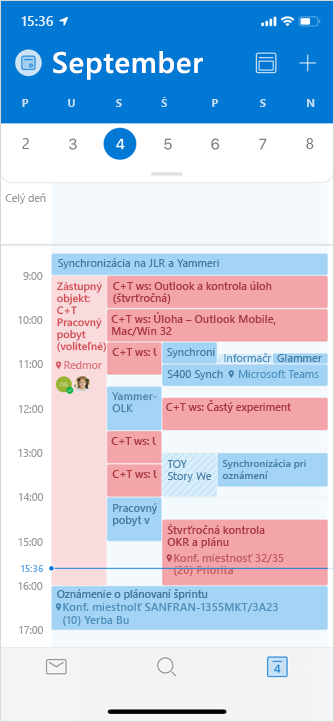 Zobrazenie kalendára skupiny v iOS