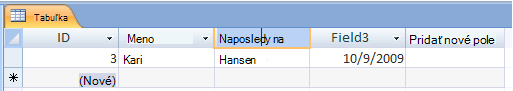 typing new field name in access table