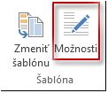 Tlačidlo Možnosti šablón v Publisheri 2013