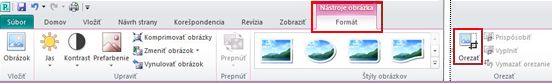Ribbon Picture Tools Format Tab crop command in Publisher