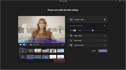 snímka obrazovky s možnosťami filtra videa
