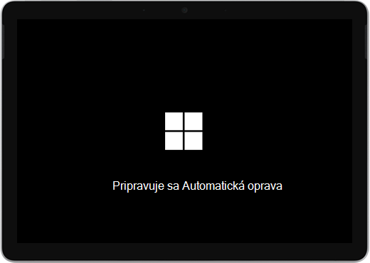 Čierna obrazovka s logom Windows a textom Pripravuje sa automatická oprava.