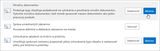 Príklady funkcií kolekcie lokalít, ktoré môžete v SharePointe aktivovať