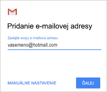 Pridanie e-mailovej adresy