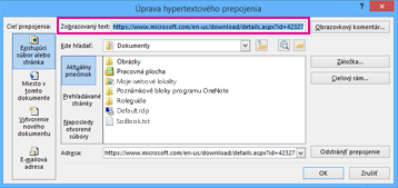 Edit hyperlink dialog box