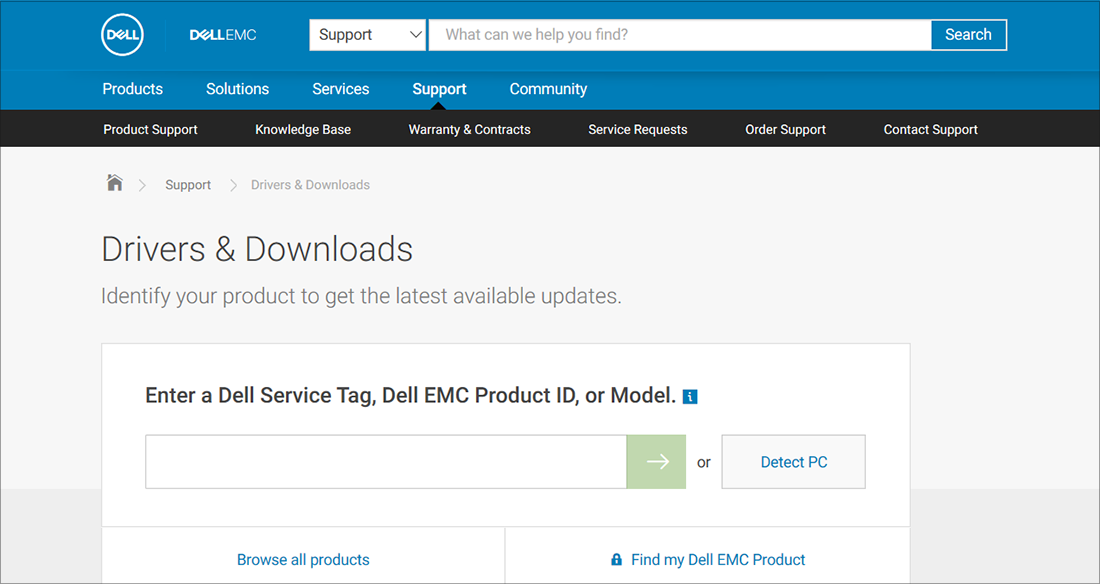 Príklad OEM ovládačov a súborov na stiahnutie od spoločnosti Dell