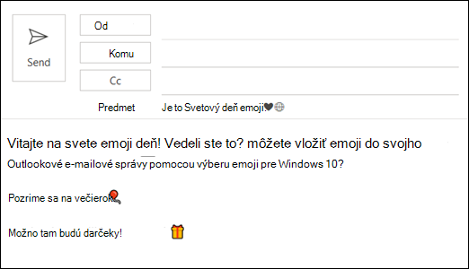 Do e-mailovej správy môžete vložiť jedno alebo viac emoji.