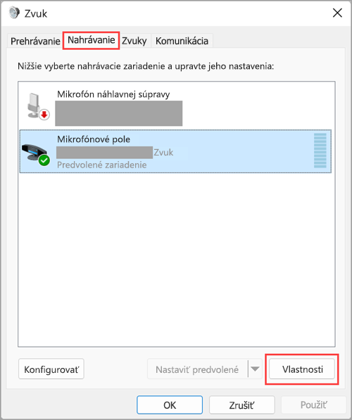 V nastaveniach zvuku vo Windowse 11 môžete získať prístup k vlastnostiam zvukového vstupného zariadenia.