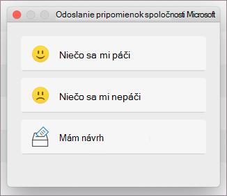 Dialógové okno Pripomienky pre MacOS