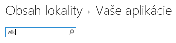 Vyhľadávacie pole aplikácie so zadaným výrazom „wiki“