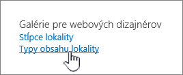 Výber typov obsahu lokality