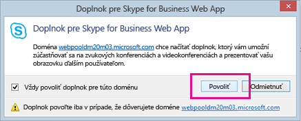 Dôverovať doméne doplnku Skype for Business Web App