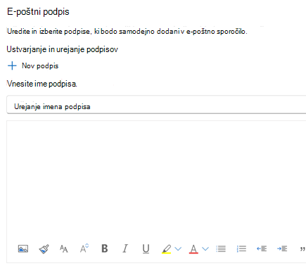 Ustvarjanje e-poštnega podpisa v Outlooku v spletu