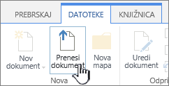 Gumb »Prenos dokumenta« na traku