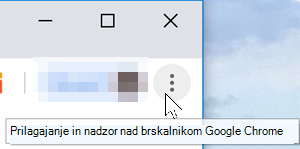Slika lastnosti spletnega brskalnika Google Chrome