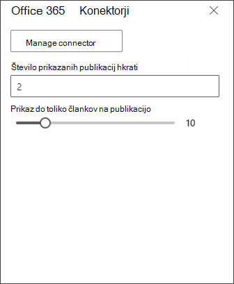 Posnetek zaslona podokna Office 365 za urejanje povezovalnika