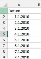 Datumski stolpec v Excelu