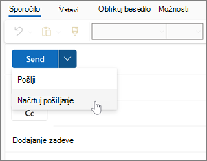 Uporaba urnika pošiljanja v novem Outlooku za Windows