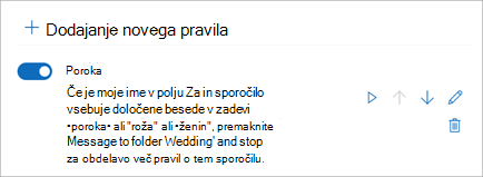 S preklopnim stikalom onemogočite ali omogočite pravilo.