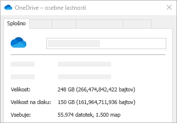 Lastnosti velikosti diska v storitvi OneDrive