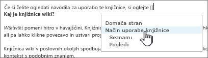 Vstavljanje povezave v wiki