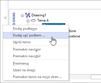 V priročnem meniju izberite »Dodaj več tem«