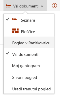 Pogledi storitve SharePoint Online v brskalniku Internet Explorer 11