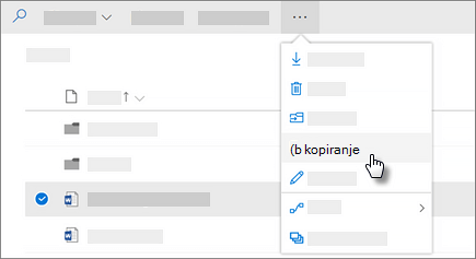 Posnetek zaslona ukaza za kopiranje v storitvi OneDrive za podjetja