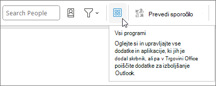 Ikona »Vsi programi« v strnjeni postavitvi traku v Outlooku v sistemu Windows.