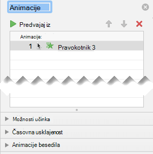 The Animation Pane has effect options, timing options and text-effect options
