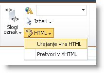 Ukaz »Uredi izvorno kodo HTML«