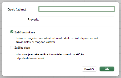 Zaščiti strukturo in Windows MacOS