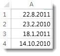 Nerazvrščeni datumi v podatkovnem listu