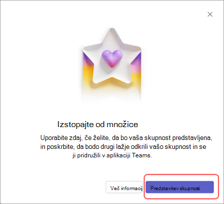 Posnetek zaslona funkcije, ki je na voljo v skupnosti, ko se v aplikaciji Microsoft Team (brezplačna različica) prikaže sporočilo na namizju.