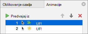 Set animation options in the properties pane