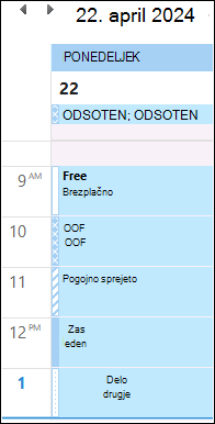 OOF v barvi Outlookovega koledarja po posodobitvi